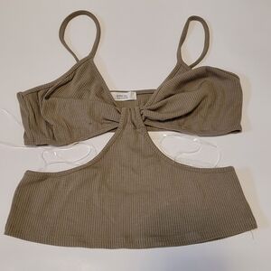 Olive green cut out croptop
